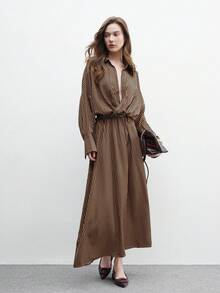 CUCCOO BIZCHIC 女士优雅通勤简约纯色尖头平底鞋 - 咖啡棕 - 查看 6