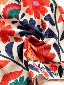 Soleia 女士度假纯色打结露脐抹胸上衣和印花短裤休闲两件套 - 彩色 - 查看 6