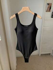 Comfortcana 女士纯色简约休闲吊带背心 - 黑色 - 查看 1