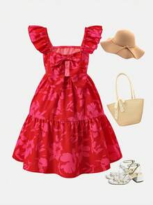 Emery Rose Kids Emery Rose Kids Tween Girls/Young Girls Ditsy Floral Spaghetti Strap Backless Dress Tween Girl Hibiscus Dress Hot Pink Tween Girl Dress Open Back Tween Girl Dress Tween Girl Floral Dress Girls Tiered Dress Girls Summer Dress Open Back Dress For Tween Girl Tween Girl African Dresses For Girls Hibiscus Dress Tween Girl Lilo Dress For Tween Girl Tween Girl Open Back Dress Girls African Dress - Red - View 6