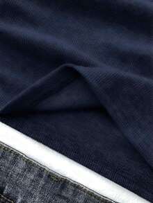 少女纯色星形图案褶皱吊带背心，适合休闲穿着，冬季款 - 藏蓝色 - 查看 4