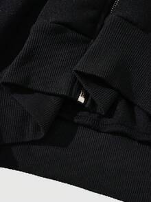 ROMWE MEN Áo nỉ trùm đầu tay dài thường ngày đính đá trang trí cho nam - màu đen - Xem 4