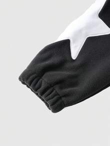 ROMWE MEN 男士休闲字母星形刺绣连帽卫衣，秋冬款 - 黑色 - 查看 3