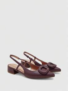 CUCCOO BIZCHIC 女士优雅通勤简约纯色尖头平底鞋 - 咖啡棕 - 查看 7
