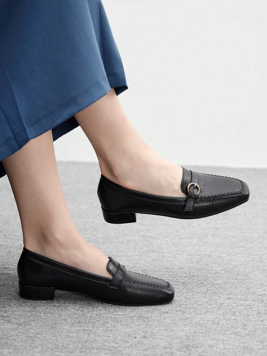 CUCCOO BIZCHIC 女士休闲百搭通勤简约日常搭扣平底鞋 - 黑色 - 查看 1