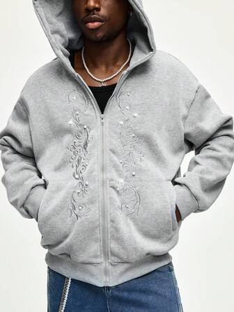 Herren Gothic Bestickter Lässig Sweatshirt, College Stil, Herbst/Winter