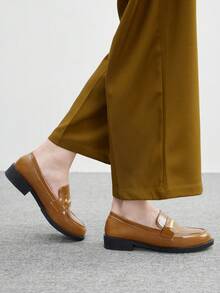 CUCCOO BIZCHIC 女士休闲百搭通勤金属装饰乐福鞋 - 棕色 - 查看 5