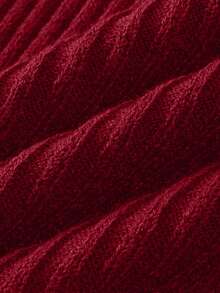 Franclia Neues Herbst/Winter sexy anliegendes Rundausschnitt Trompetenärmel elegantes lässiges Strickkleid für Frauen - Rot - Übersicht 3