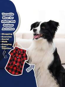 1 pieza Camisa con patrón de cuadrícula adecuada para gatos y perros en primavera y verano - Rojo - Ver 4