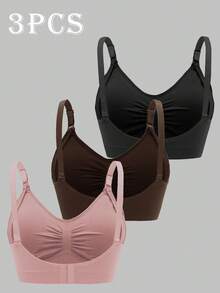 Moonlight&Mama Bộ 2 áo ngực bà bầu liền mạch màu trơn tối giản, chất lượng cao, tiết kiệm chi phí, thoải mái cho phụ nữ mang thai - Nhiều màu - Xem 4