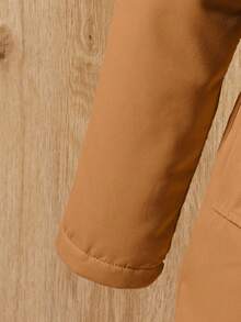 Teen Girls Mid-Length Zipper Loose Waist Hooded Fluffy Casual Winter Jacket, Suitable For Daily Commute And School