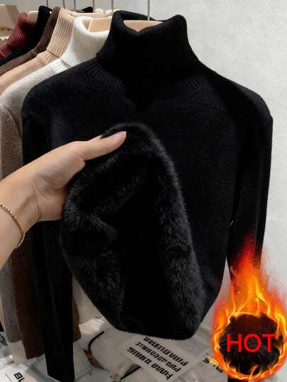 Franclia European And American Autumn/Winter Fashionable All-Match High Neck Thickened Seamless Fitted Thermal Knit Undershirt Knit Pullover Fall Outfit