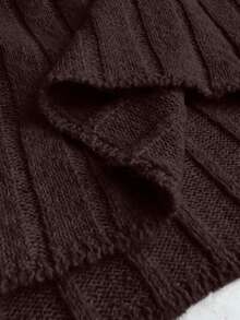 SHEIN Elenzya Women's Solid Color Off Shoulder Twist Knit Sweater Dress - Coffee Brown - View 7