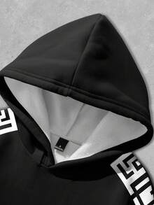 Manfinity Homme 男士大码几何印花连帽衫，秋冬季休闲款 - 彩色 - 查看 3