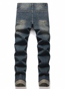 Manfinity LEGND Men's Slim Straight Ripped Distressed Jeans - Medium Wash - View 2