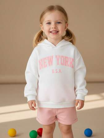 THE HAPPY LOOK Young Girl Leopard Print Letter Pattern Soft Knit Hooded Long Sleeve Pullover Sweatshirt