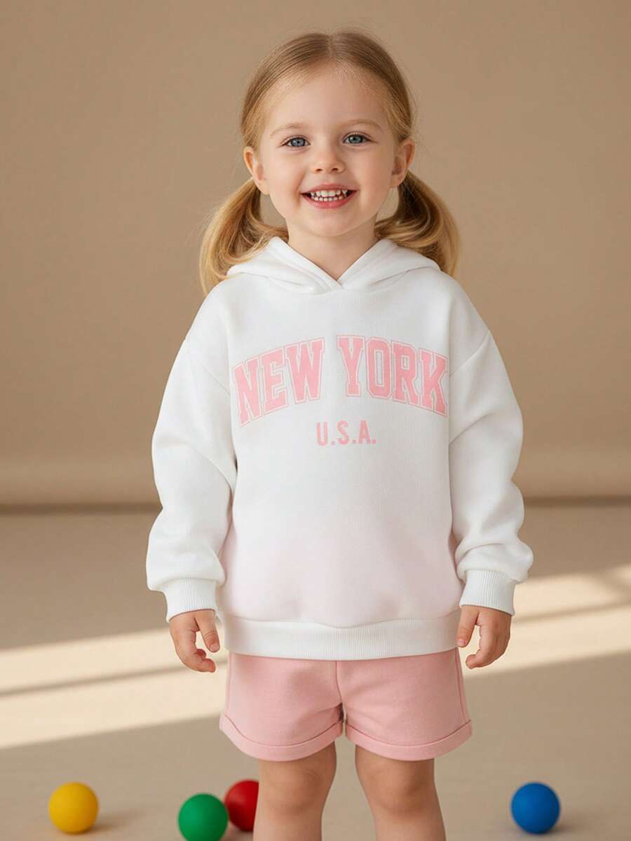 THE HAPPY LOOK Young Girl Leopard Print Letter Pattern Soft Knit Hooded Long Sleeve Pullover Sweatshirt - Multicolor - View 1