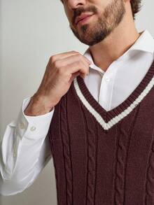 Manfinity CityGents Men's Casual Contrast Trim Knit Vest, Autumn/Winter