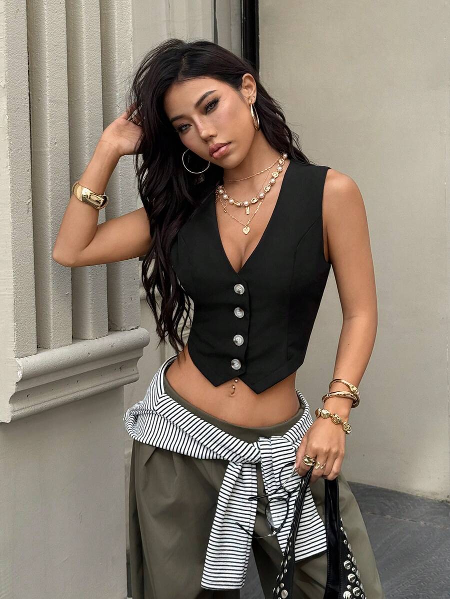 SHEIN EZwear Women's Spring New Beige Woven Lightweight Jacket,Business Casual Woman In Fall/Winter - Black - View 1