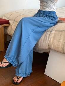 DAZY Women's Loose Lantern Pants Homewear Bottom - Blue - View 9
