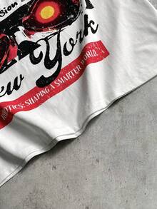 AXEPEAK 男士字母印花圆领短袖休闲百搭T恤 - 白色 - 查看 5