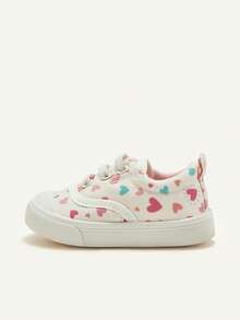 Cozy Pixies 1 par de zapatillas casuales cómodas y lindas de corte bajo con cordones y diseño de corazón de dibujos animados para niñas bebés, adecuadas para uso diario en todas las estaciones - Multicolor - Ver 10