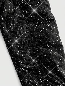 ROMWE MEN Street Life Men's Shiny Zipper Front Casual Hooded Winter Jacket - Black - View 5