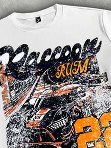 Manfinity Roghcode ZONE917 Loose Camo Striped Distressed Faded Colorful 22 Racing Short Sleeve T-Shirt And Sweatpants Set - Multicolor - View 2