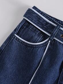 GlowEve Women's Fashion Commuter Contrast Trim Belt Loop Denim Jeans - Blue - View 6