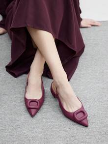 CUCCOO BIZCHIC Giày bệt mũi nhọn tối giản, dễ đi lại, tiện dụng cho nữ - Màu Đỏ Sâu - Xem 5