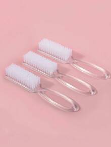 1/2/3/5PCS Long-Handled Square-Headed Transparent Plastic Multi-Functional Nail Brush Dust Demover Handheld Straightener Dustproof Transparent Nail Care Home Beauty Nail Art Tool Cleaning Accessory. - Clear - View 5
