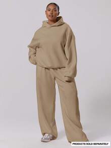 MUSERA Plus Size Straight Leg Fleece Elasticated Waist Joggers Autumn, Winter, , Cute, Everyday, Casual, Coffee Club Curve Autumn Winter Fall