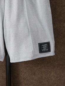 Vacaura 2件套青少年男童休闲灰色撞色袖口及logo装饰Polo衫套装，适合日常、通勤、休闲和运动穿着 - 灰色 - 查看 8