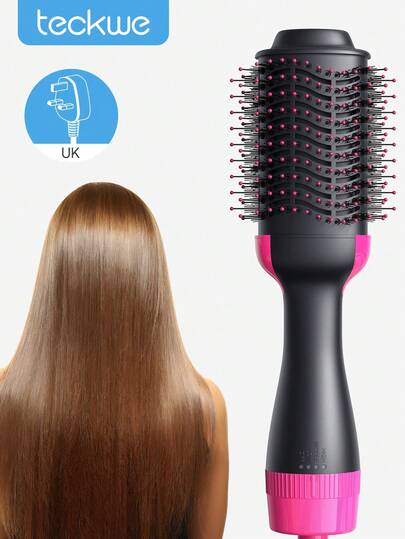 Teckwe Hair Dryer Brush, 4 In 1 One Step Hair Dryer And Styler Volumizer, Hot Comb, Professional Hot Air Brush With Negative Ion Anti-Frizz Blowout For Drying, Straightening, Salon-UK Plug Suitable For Families And Travel Graduation Birthday Holiday Summer Fall Autumn Y2K