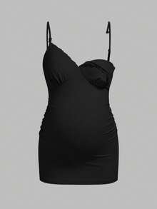 Modmama 孕妇纯色蕾丝拼接褶皱修身吊带背心 - 彩色 - 查看 15