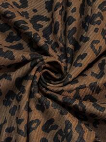 Juhart 大码女式梭织常规秋冬休闲舒适美拉德灯芯绒棕色豹纹阔腿裤 - 彩色 - 查看 7