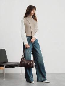 SHECARRY WOMEN'S SHOULDER BAG WOVEN PU LEATHER PHONE BAG - Coffee Brown - View 11