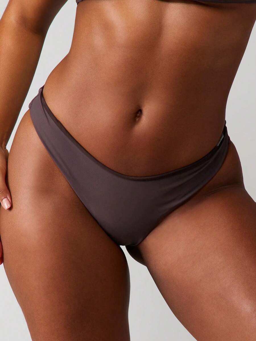 MISSGUIDED High Rise Cheeky Coverage Bikini Bottom With Minimal Design And Classic Fit For Beach Summer Vacation Pool Party Swimwear - Brown - View 1