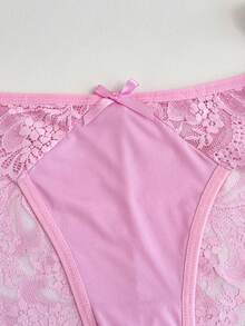 PetitDoll Women's Elegant Lace Patchwork Tie-Front Low-Waist Panties - Multicolor - View 6