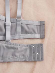 DesireSculpt 3pcs/Set Women's Plus Size Solid Color Lace Trim Underwire Bras - Multicolor - View 5