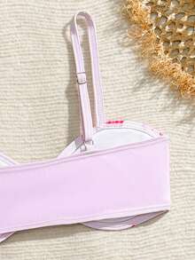 SHEIN Tween Girls Beach Vacation Printed Bikini Set - Pink - View 5