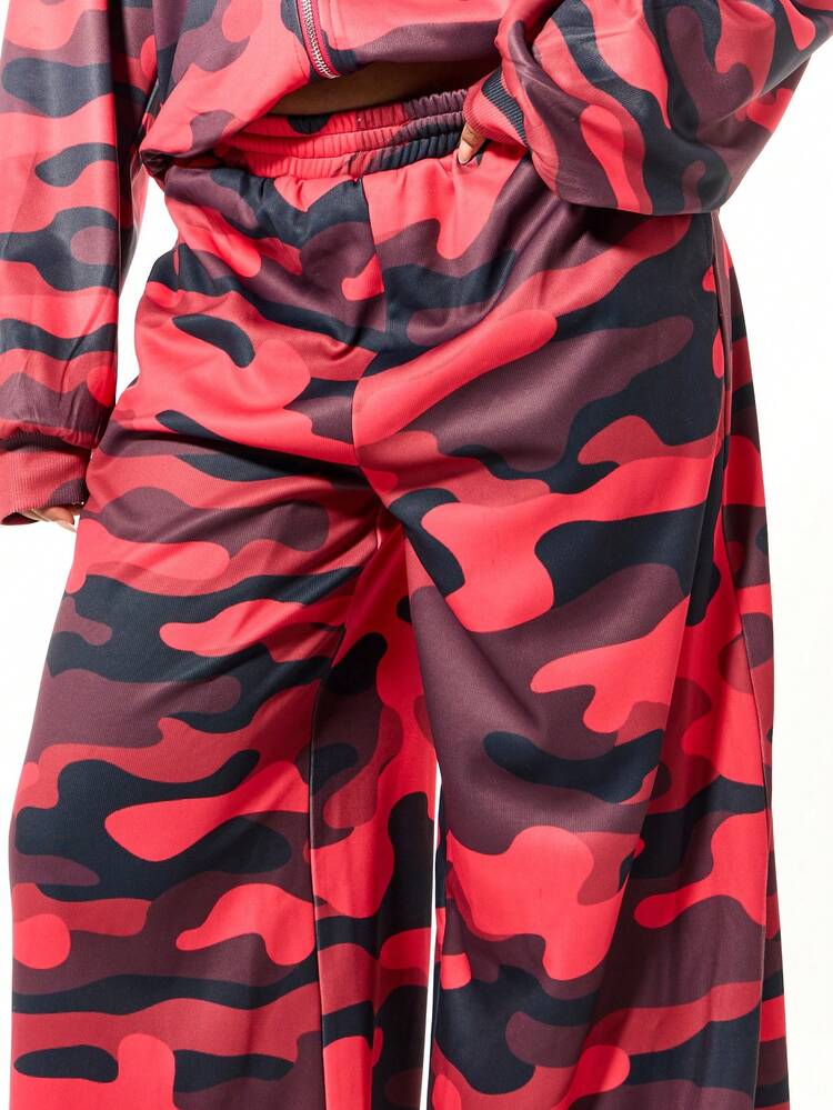 SUMWON WOMEN Camo Print Drawstring Joggers With Elastic Cuffs