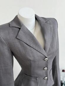 Elamini Women's Casual & Commute Minimalist Suit Set - Grey - View 1