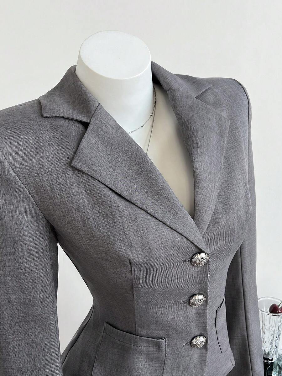 Elamini Women's Casual & Commute Minimalist Suit Set - Grey - View 1