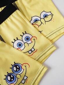 SpongeBob SquarePants | SHEIN 男童卡通图案舒适时尚泳裤 - 黃色 - 查看 4