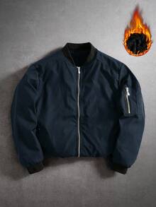 PAVTROS Men's Casual Zip-Up Thermal Lined Jacket, Warm For Autumn/Winter Racing Jacket Men Cropped Men Jacket Y2k Jacket Men Navy Blue Jacket - Blue - View 1