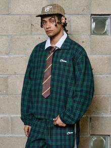 PAVTROS Men's Plaid & Letter Print Long Sleeve Shirt And Pants Casual Suit Men 2 Piece Set Street Men 2 Piece Set Men 2 Piece Set Spring Fall Academia Clothes Men Coord Set Men - Multicolor - View 4