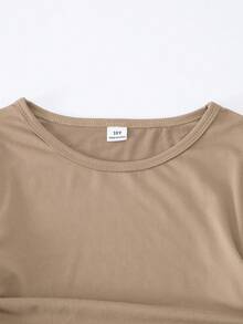 SHEIN 4 Stücke/Set Mädchen Rundhals Langarm Strick Figurbetontes Kurz Tops, vielseitige lässige Layering T-Shirts für Frühling & Herbst - Verschiedenfarbig - Übersicht 7
