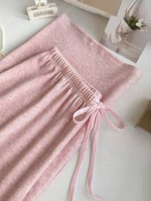 SHEIN EZwear Plus Size Pink Drawstring Casual Loose Pants, Versatile For Autumn