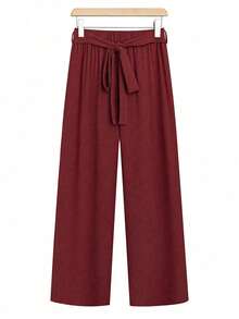 Bộ 2 áo tay lửng in hoa thường ngày cho nữ và quần ống đứng, Xuân/Hè - Màu Đỏ Sâu - Xem 3